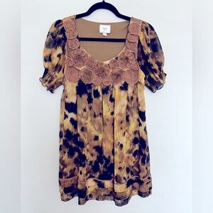 ECI New York Empire Waist Multi-Color 1980s Vintage Animal print Dress Size 6